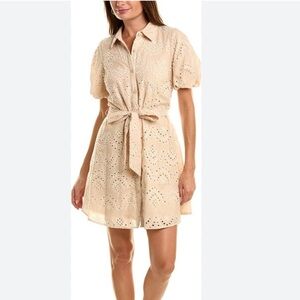 Sam Edelman Cream Smocked Tiered Midi Dress
